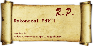 Rakonczai Pál névjegykártya